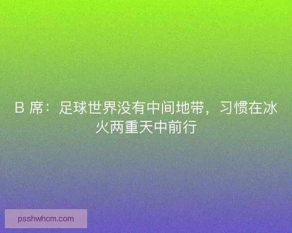 B 席：足球世界没有中间地带，习惯在冰火两重天中前行