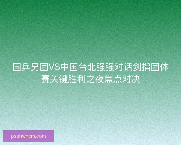 国乒男团VS中国台北强强对话剑指团体赛关键胜利之夜焦点对决